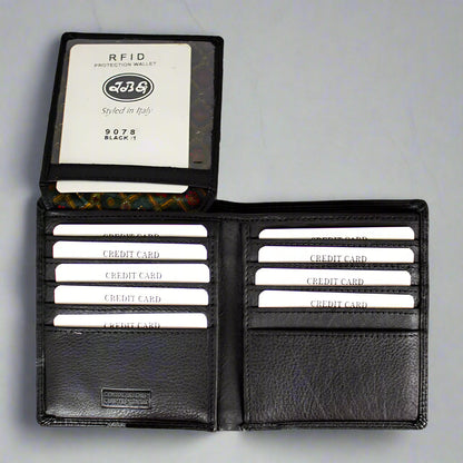 JBG International Men's Flip Up Wing Bifold Leather Wallet