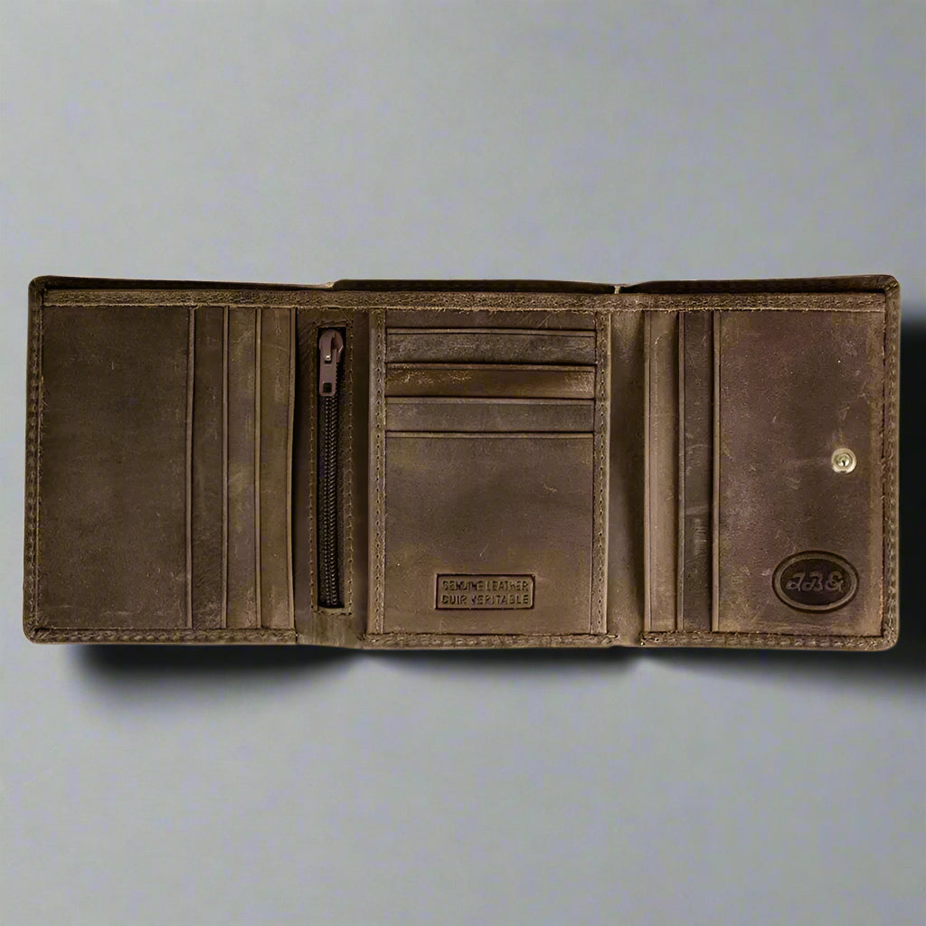 JBG International Men's Hunter Chain Leather RFID Wallet