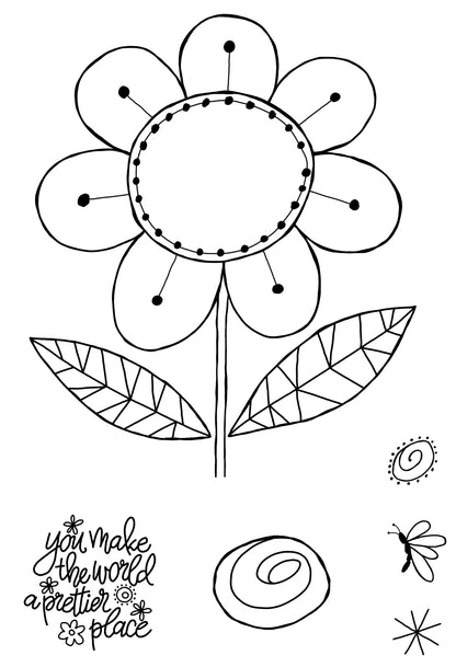 Woodware Clear Singles Petal Doodles Pretty Place 4 in x 6 in Stamp Set