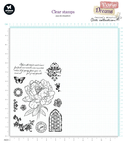 JMA Clear Stamp Timeless Peony Victorian Dreams 12 PC