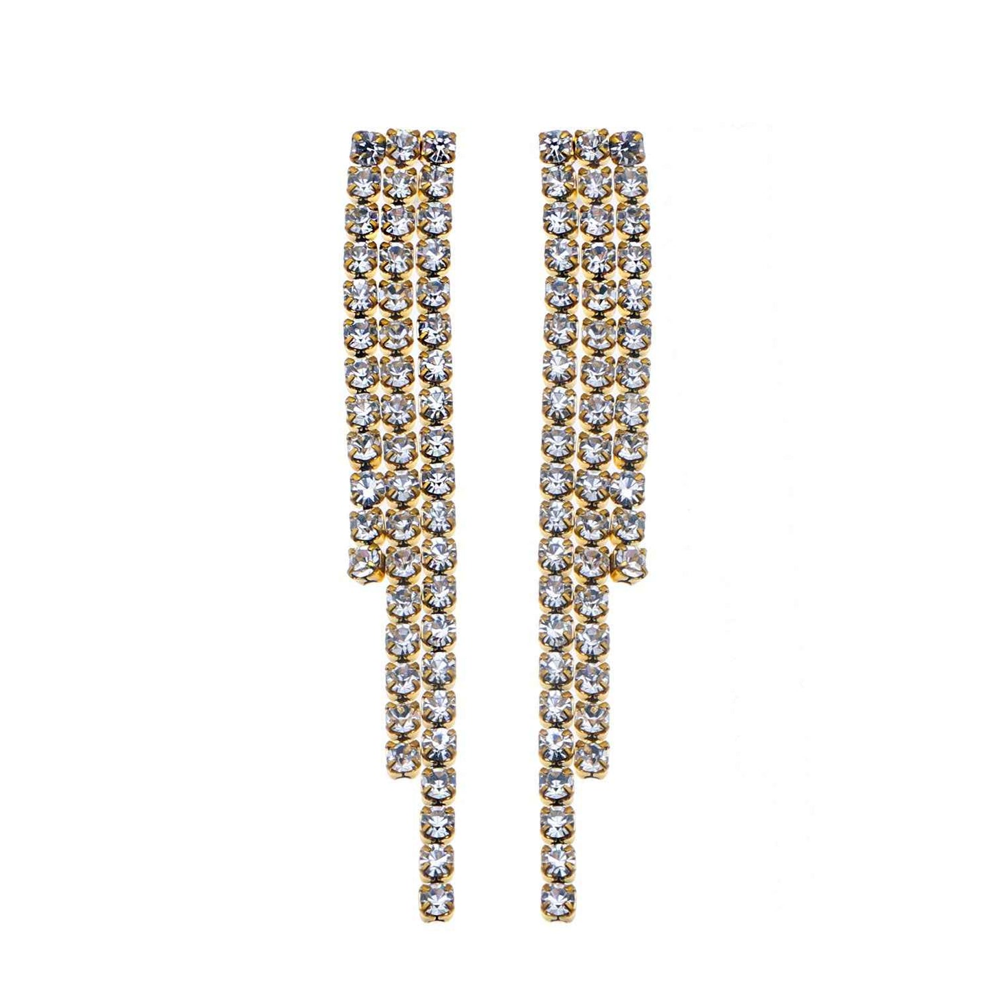JOSEFINA: Three-String Zirconia Bead Drop Earrings
