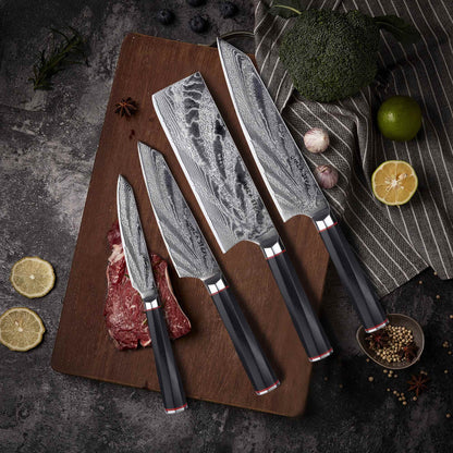KATANA FIVE | Essentielles 5-teiliges Messerset | 4 Messer mit Magnetischem Holzblock