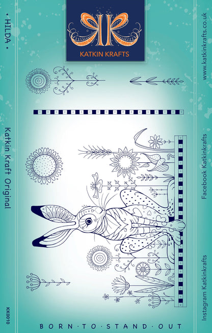 Katkin Krafts Hilda 6 in x 8 in Clear Stamp Set