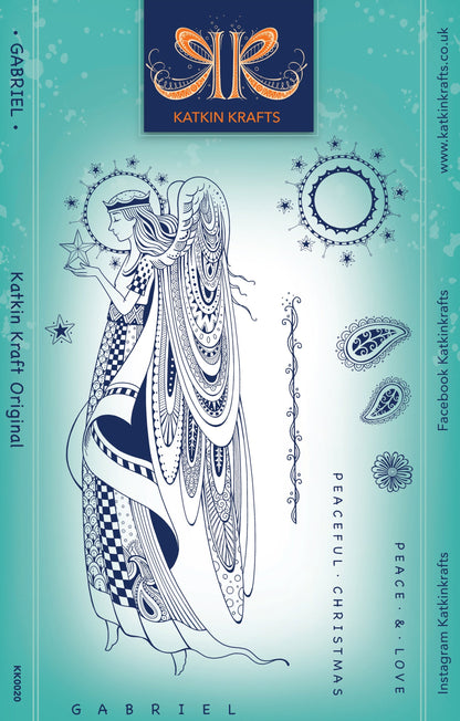 Katkin Krafts Gabriel 6 in x 8 in Clear Stamp Set