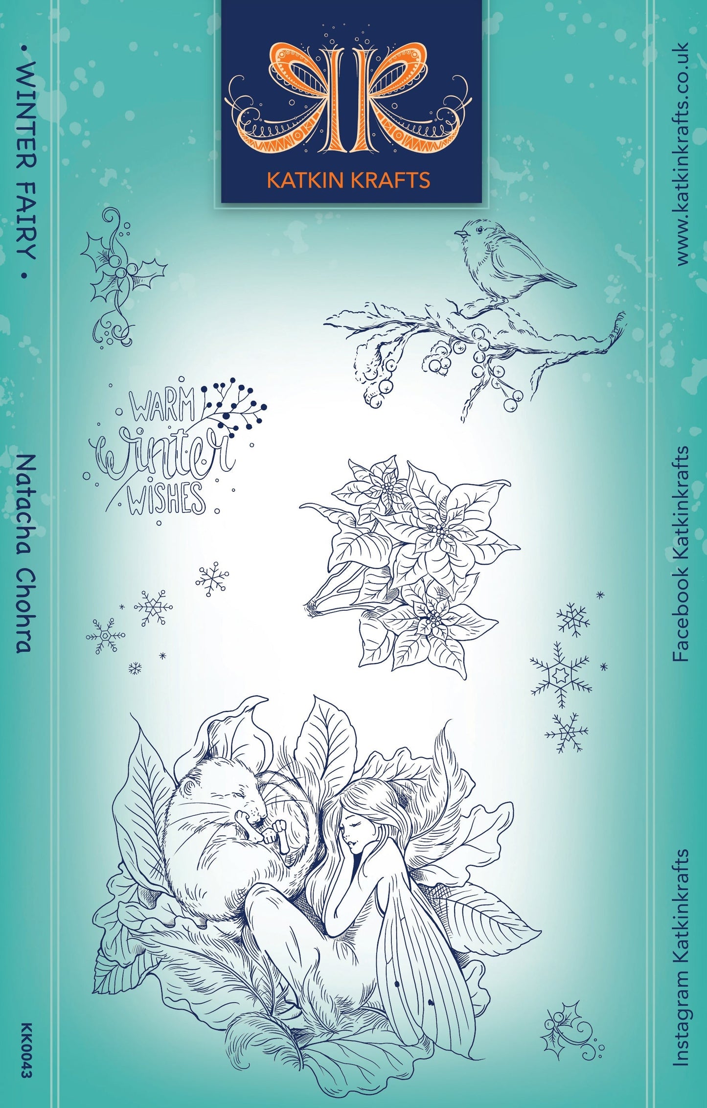 Katkin Krafts Winter Fairy 6 in x 8 in Clear Stamp Set