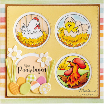 Marianne Design Clear Stamp - Hetty's Peek-A-Boo Chicken Family