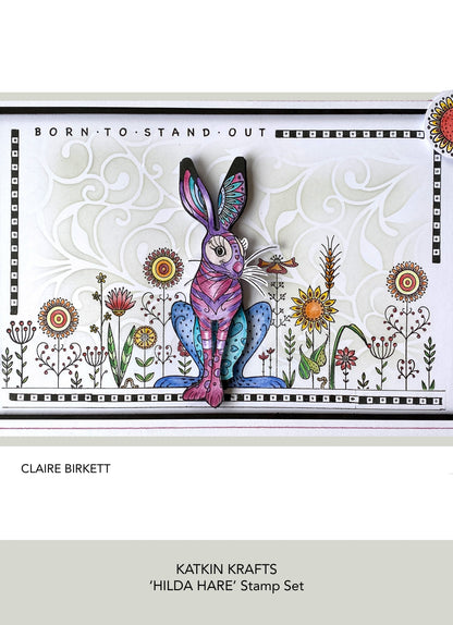 Katkin Krafts Hilda 6 in x 8 in Clear Stamp Set