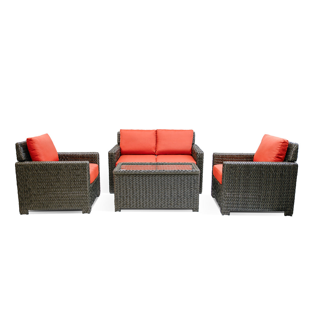 Laguna Point 5-Piece Wicker Outdoor Conversational Loveseat Set - AURABAGS SHOP