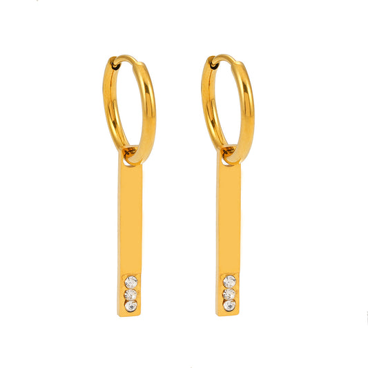 Style MAYLA: Gold Hoops with a Minimalist Charm featuring a Trio of Zirconia Gemstones