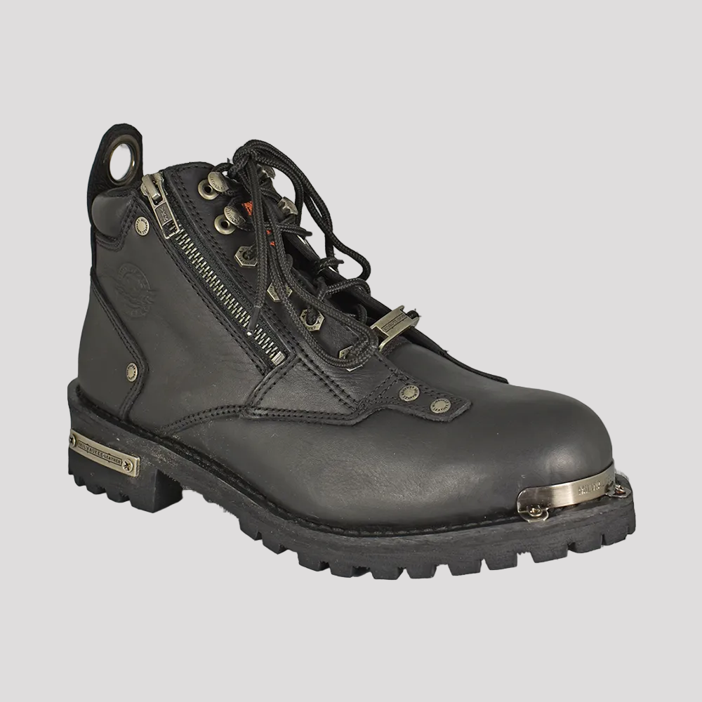 Milwaukee Leather Men's 6" Double Zip Lace Up Motorcycle Boots
