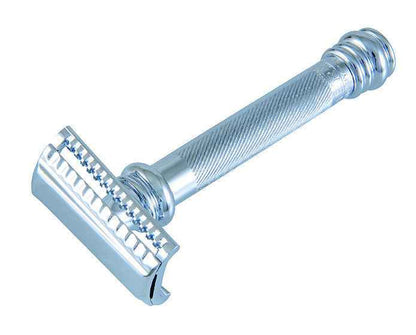 Merkur 39C 2-Piece DE Safety Razor, Slantbar Comb, Barberpole Long Heavy Handle, Chrome