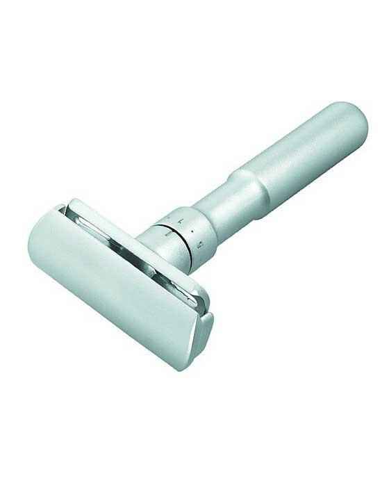 Merkur Futur Adjustable Double Edge Safety Razor Safety Razor With Snap Closure, Matte Chrome