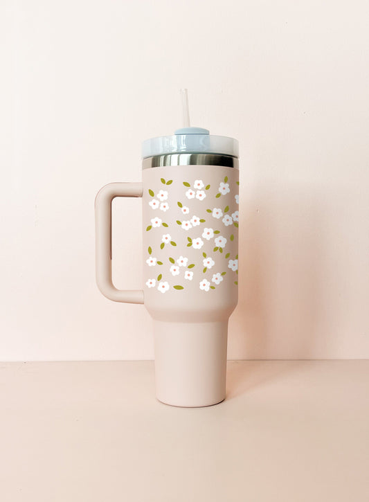 Gobelet isotherme 40oz - rose pâle Bloom blanc