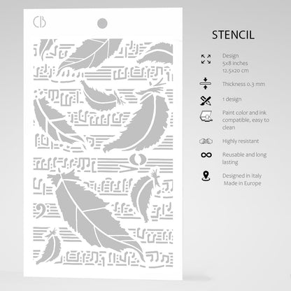 Ciao Bella Texture Stencil 5x8 Swan Feathers