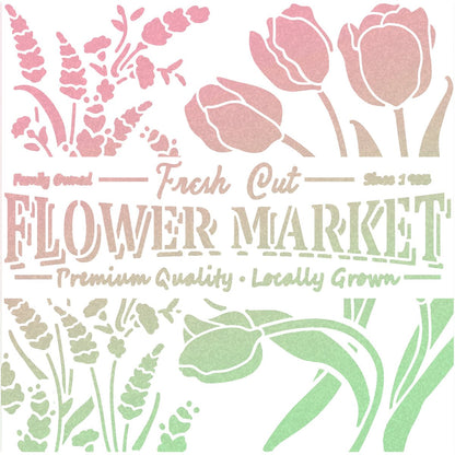 Ciao Bella Texture Stencil 8x8 Flower Market