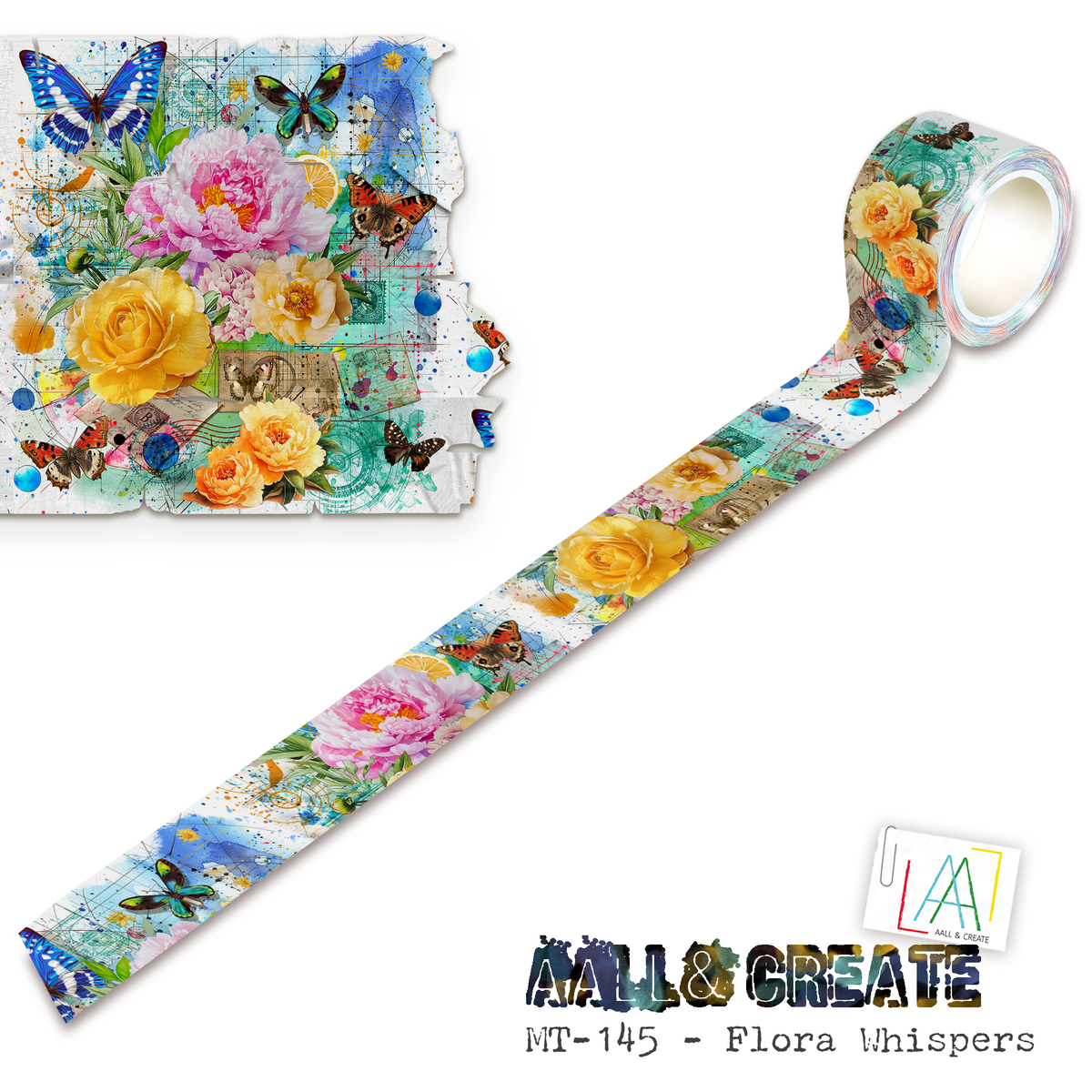 AALL and Create - Washi Tape 25mm x 10m - Flora Whispers (Layer-It-Up!)