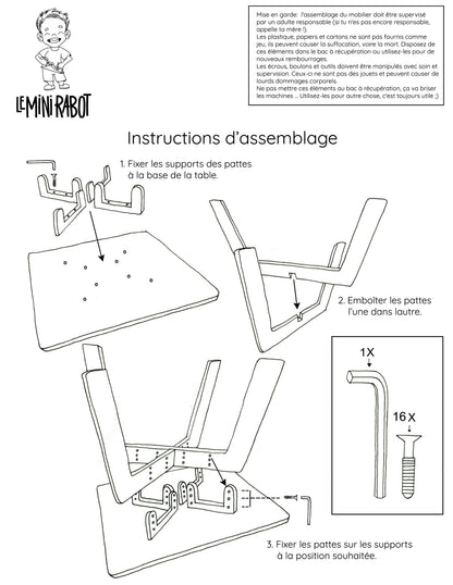 Kit évolutif table et chaises en bois pour enfants - Le Mini Curieux