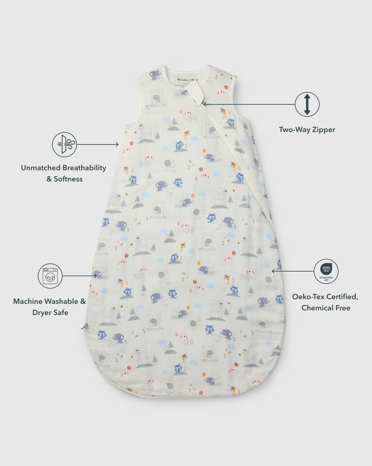 Baby Bamboo Muslin Sleep Sack 0.5 TOG - Mini Mathletes