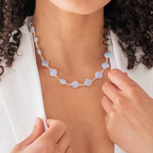 Moonlit Drift — Opalite Necklace in Sterling Silver