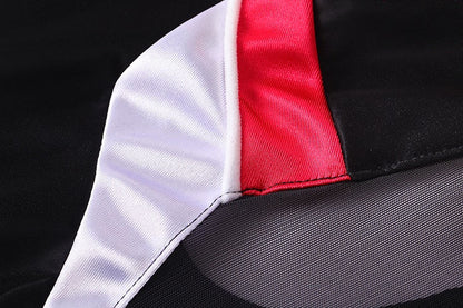 Black and Red One-Piece Spandex Race Queen Bodysuit Cotume with Sheer Mesh