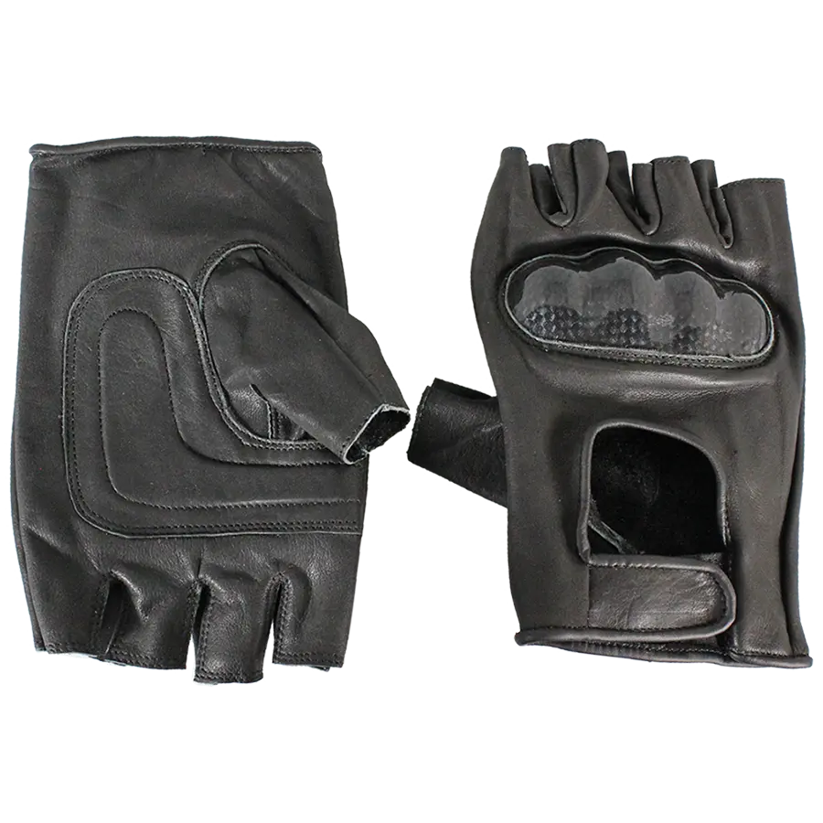 Open Road Men's Fingerless  Leather Motorcycle Gloves