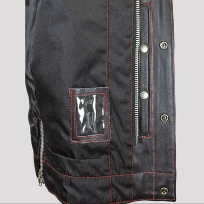 Open Road Men's Upside Leather with Red Stitched Diamonds Vest