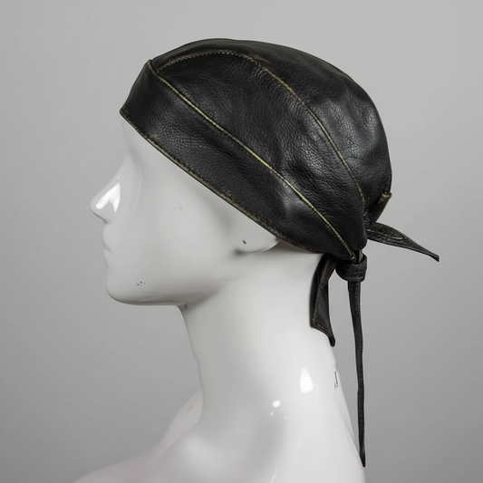 Open Road Rub Off Brown Leather Skull Cap