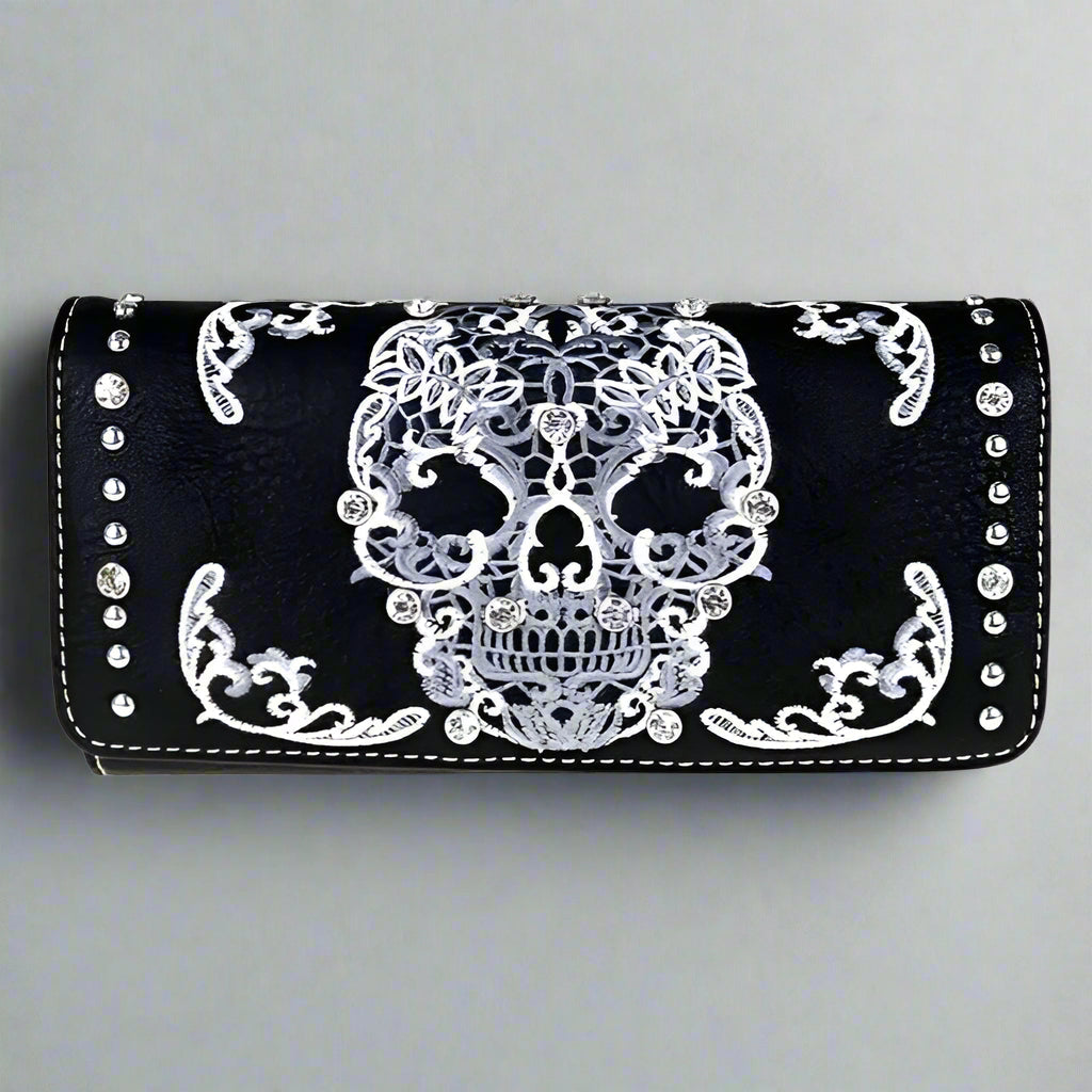 Open Road Women's Sugar Skull Faux Leather Trifold Wallet
