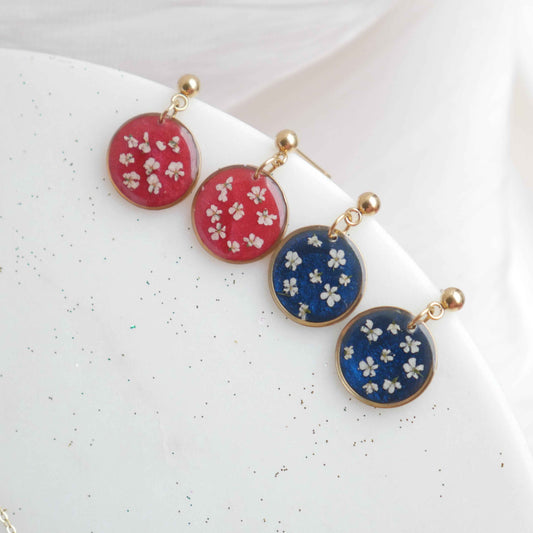 Boucles d'oreilles Céleste - fleurs de carottes- rond 16mm