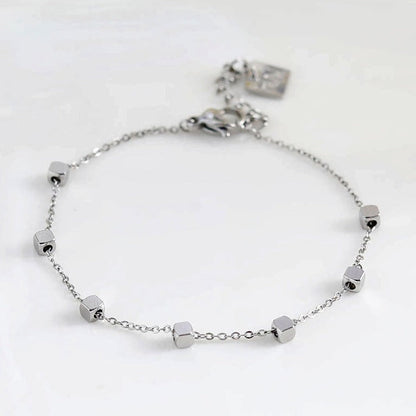 DARBY: Square Bead Silver Bracelet