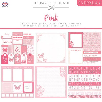 The Paper Boutique Everyday - Shades Of - Pink 8 in x 8 in Project Pad