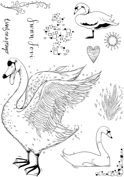Pink Ink Designs Swan Jovi 6 in x 8 in Clear Stamp Set
