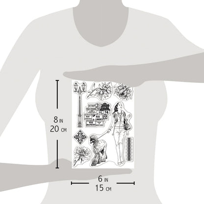 Ciao Bella Clear Stamp Set 6"x8" Walk In Paris