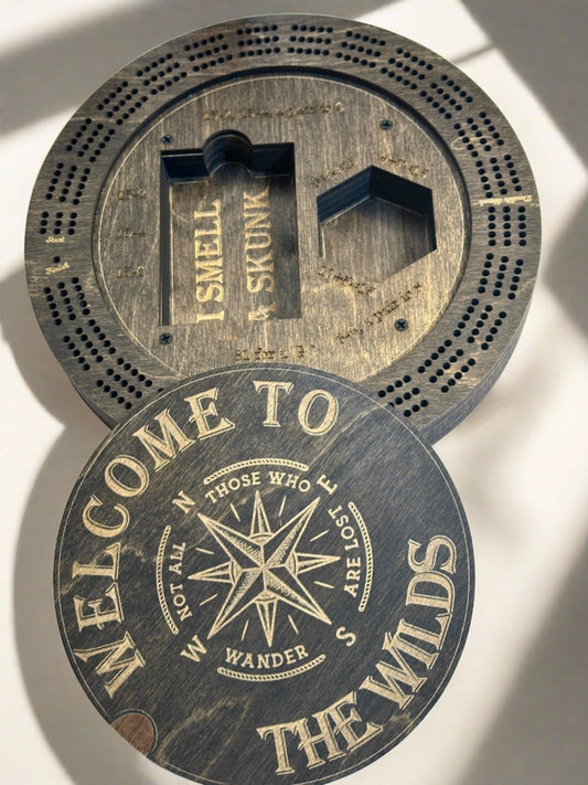 Customized Round Cribbage Board,10.75 in.,4  Player Board