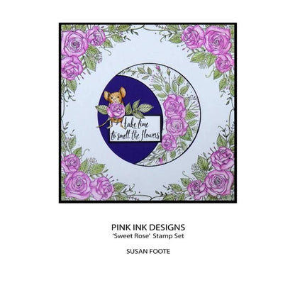 Pink Ink Designs Sweet Rose 6 in x 8 in Clear Stamp Set