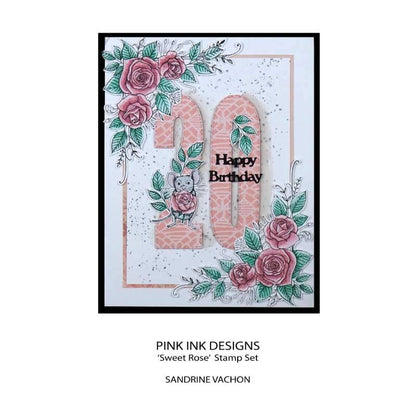 Pink Ink Designs Sweet Rose 6 in x 8 in Clear Stamp Set