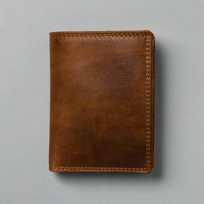 Rugged Earth Men's Trifold Leather Wallet with Zip Coin Pocket