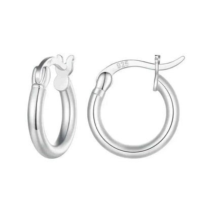 14K White Gold Plated 925 Sterling Silver Hoop Earrings | Hypoallergenic 24mm Hoops