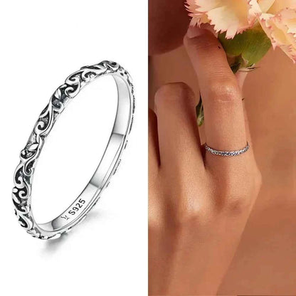 925 Sterling Silver Vintage Embossed Floral Ring