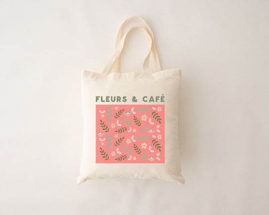 Wiederverwendbare Tasche - Blumen & Kaffee