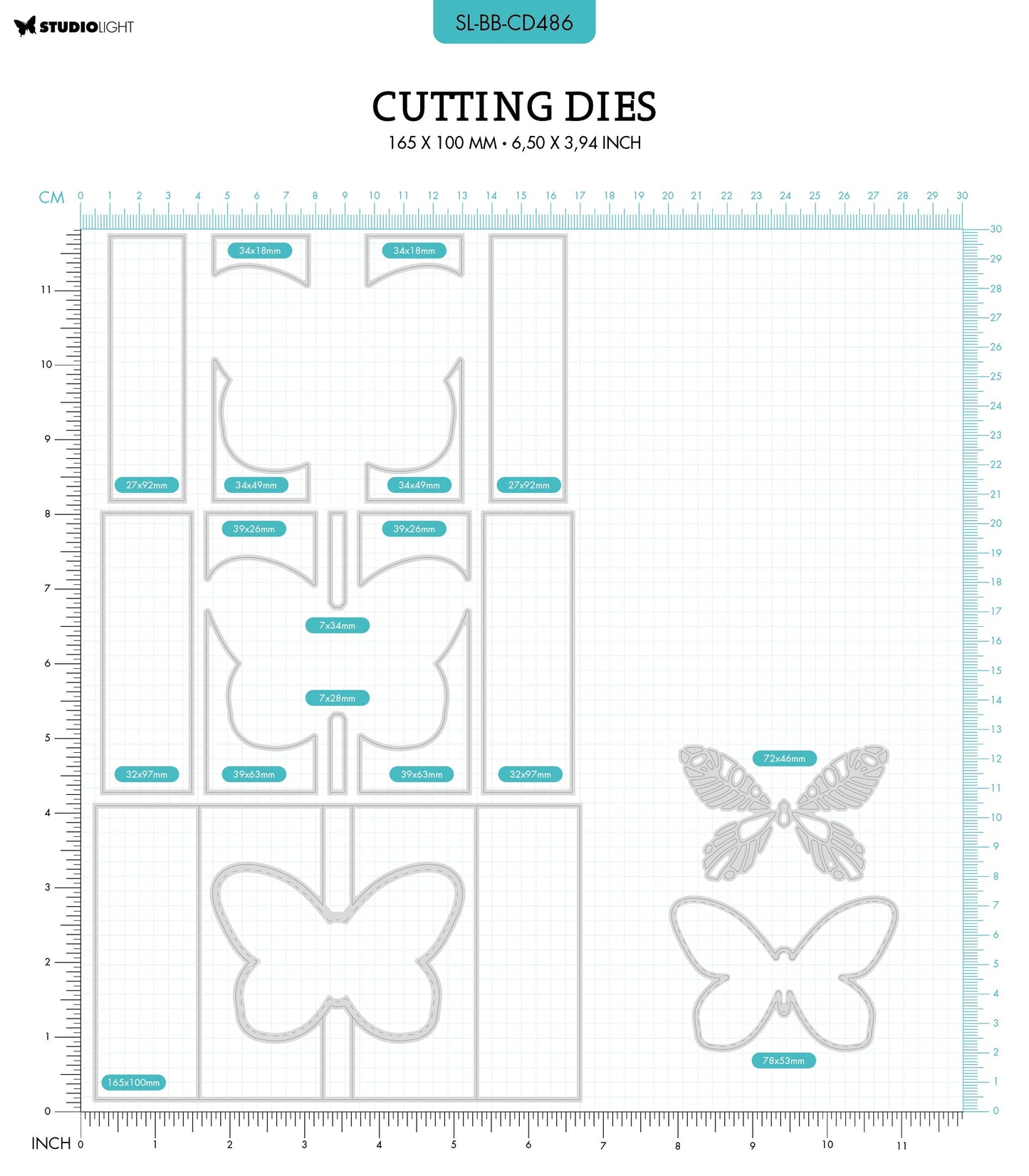 SL Cutting Die Butterfly Card Blooming Butterfly 165x100x1mm 17 PC nr.486