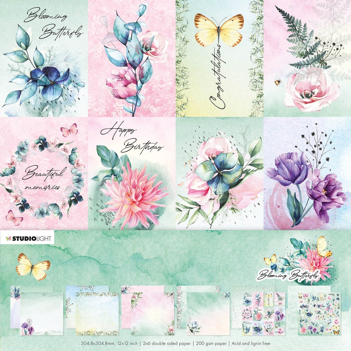 SL Scrap Paper Set Blooming Butterfly 304.8x304.8x3mm 12 SH nr.20