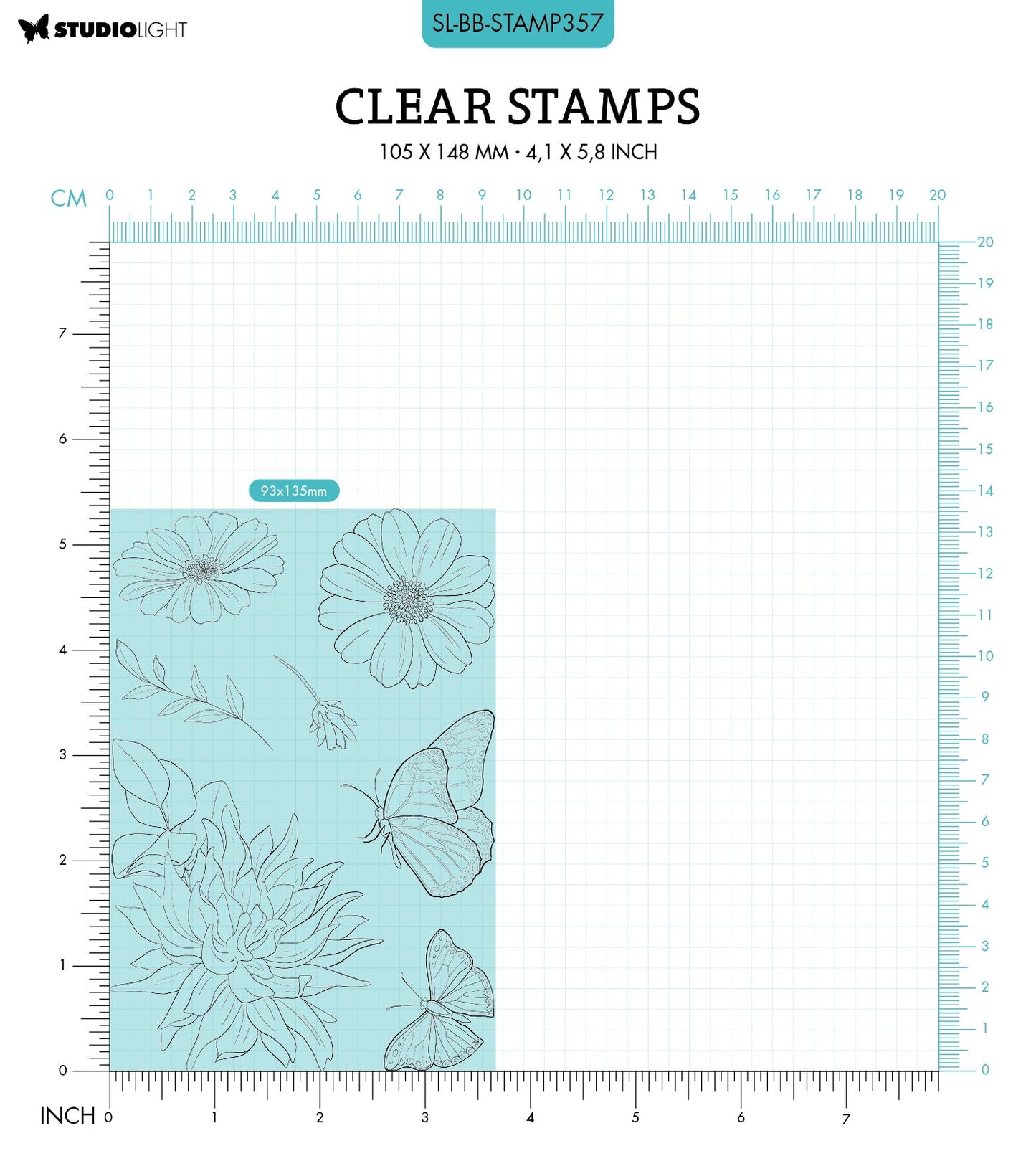 SL Clear Stamp Blooming Butterfly Blooming Butterfly 93x136x3mm 7 PC nr.357