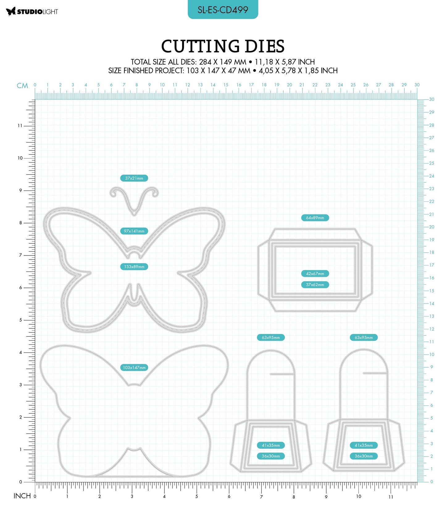 SL Cutting Die Butterfly Box Essentials 282x147x1mm 13 PC nr.499