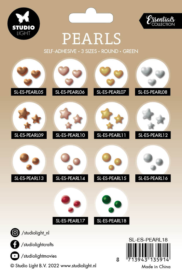 SL Self-Adhesive Pearls Dark Green Pearls Essentials 105x160x4mm 240 PC nr.18