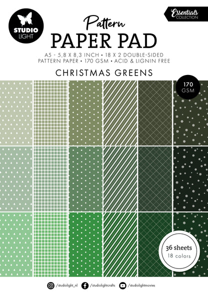 SL Pattern Paper Pad Christmas Greens Essentials 36 SH