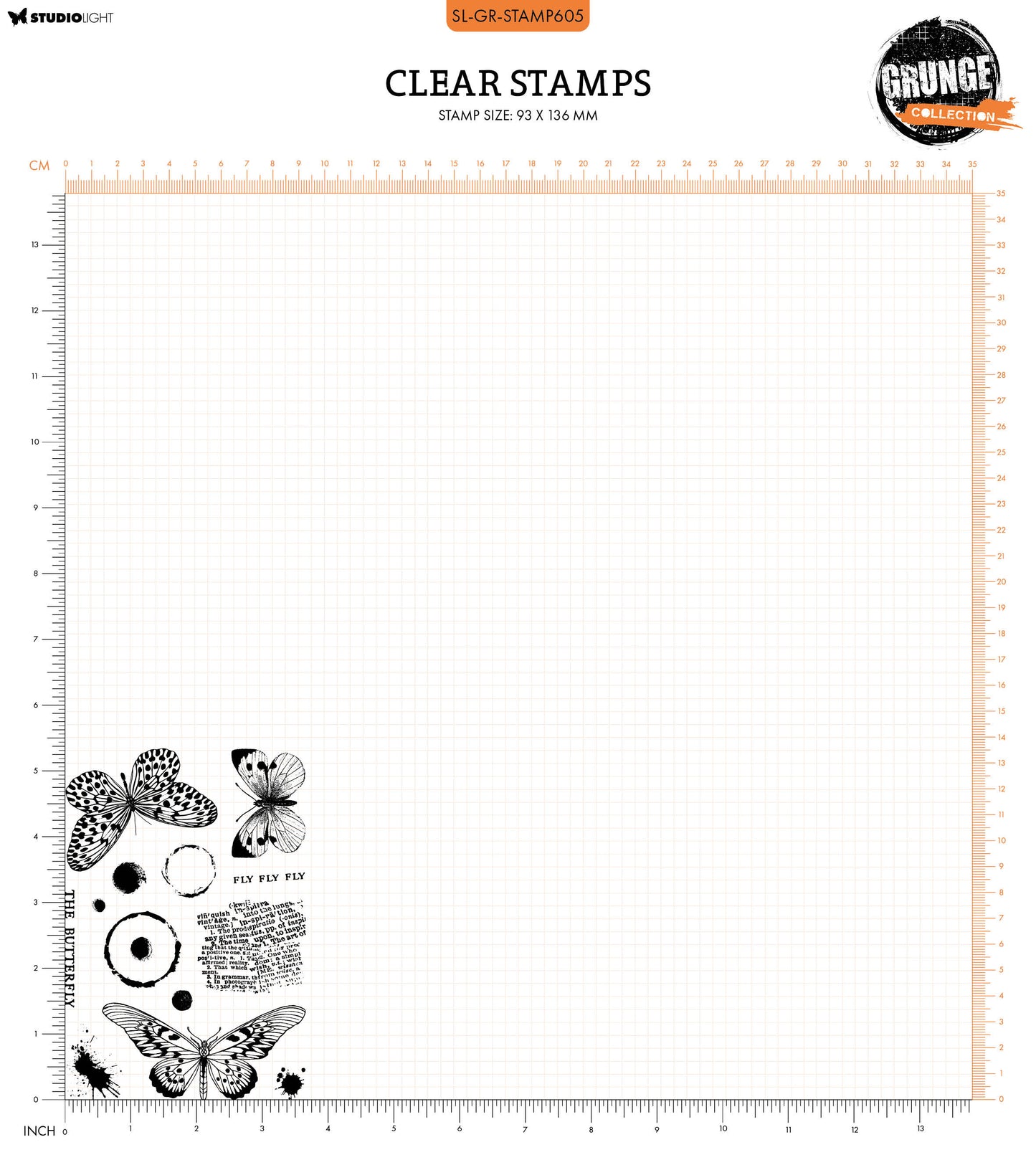 SL Clear Stamp The Butterflies Grunge Collection 14 PC