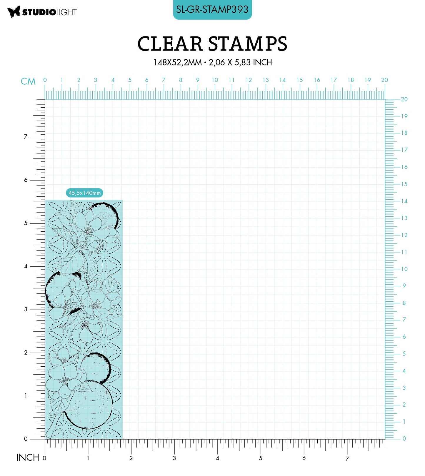 SL Clear Stamp Primula Branch Grunge Collection 45.5x140x3mm 1 PC nr.393
