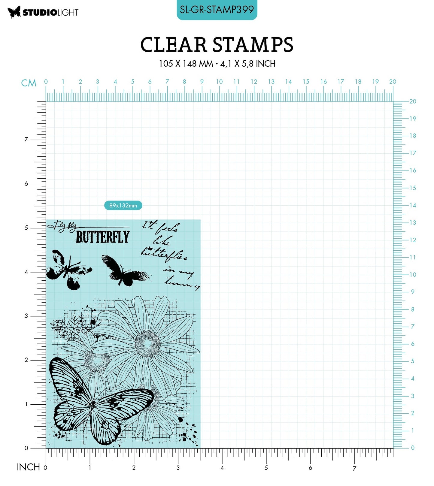 SL Clear Stamp Butterflies Grunge Collection 89x132x3mm 5 PC nr.399