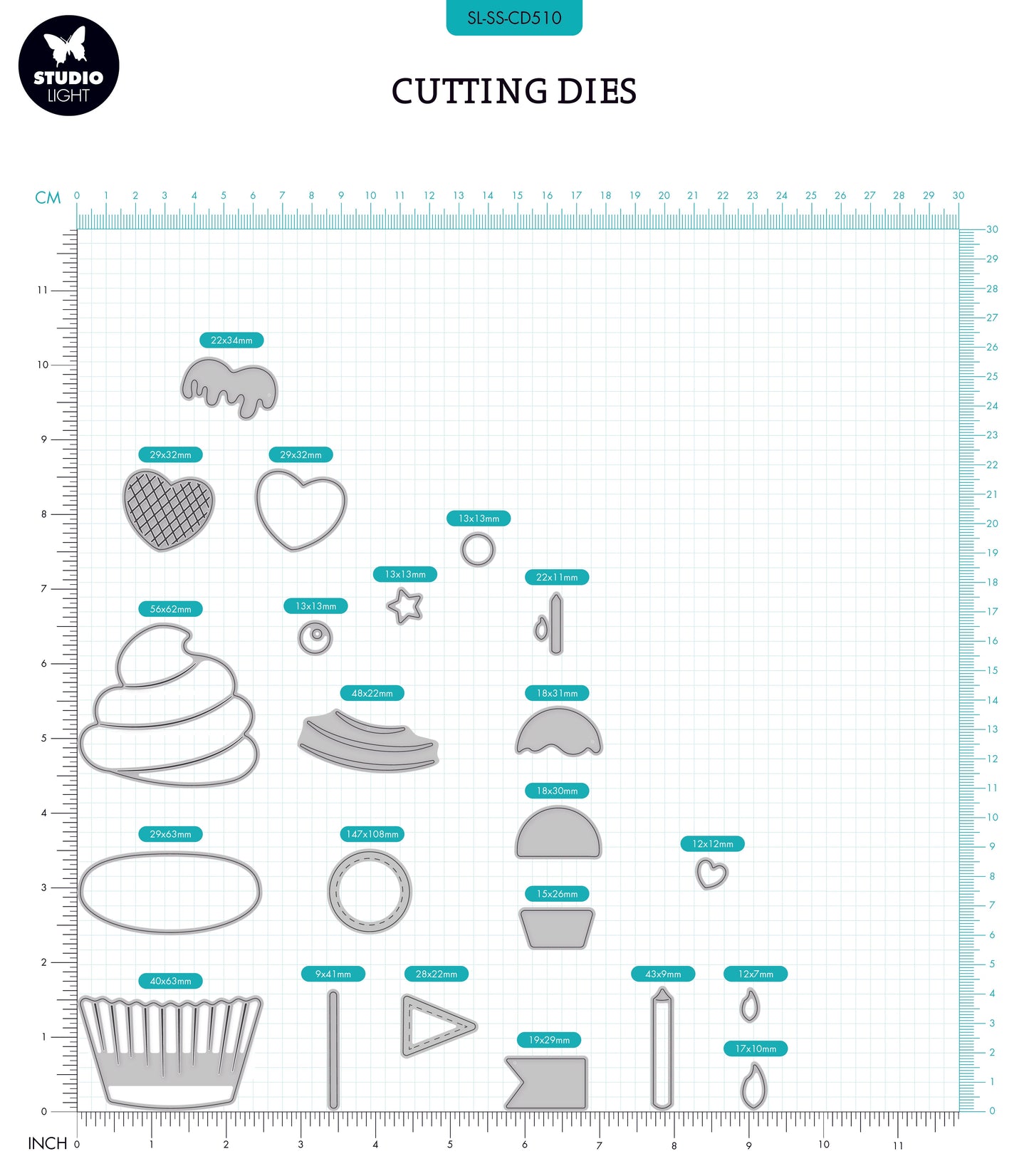 SL Cutting Die Cupcake Sweet Stories 105x210x1mm 14 PC nr.510